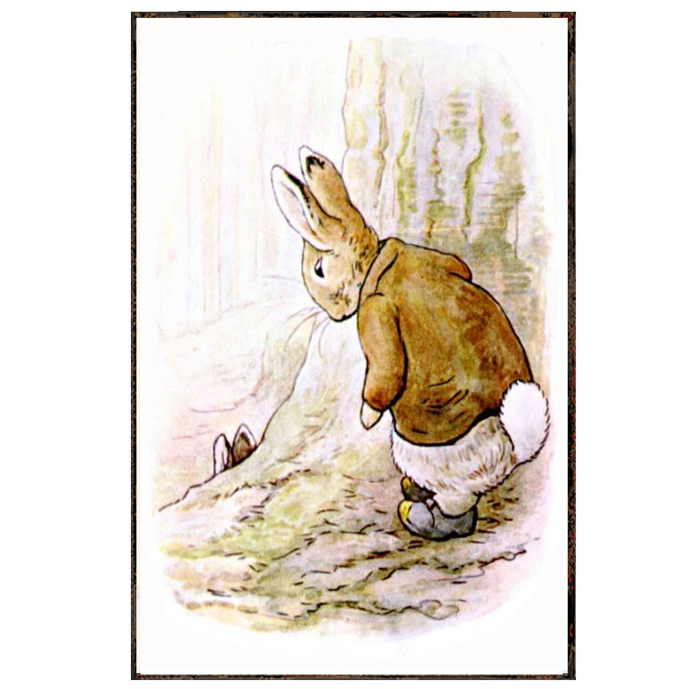 Beatrix Potter papá e hijo conejo escondido
