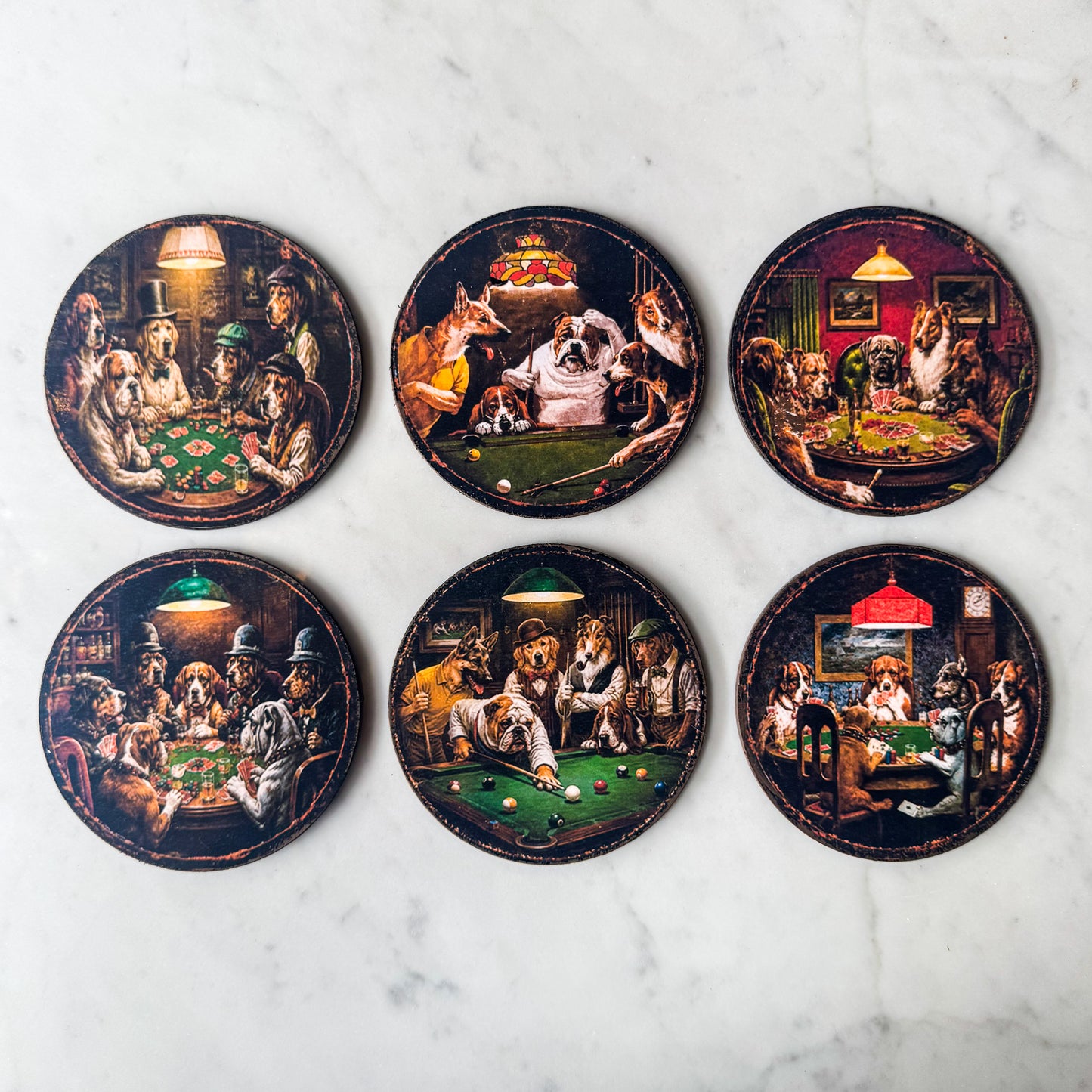 PERROS POKER (seis piezas)