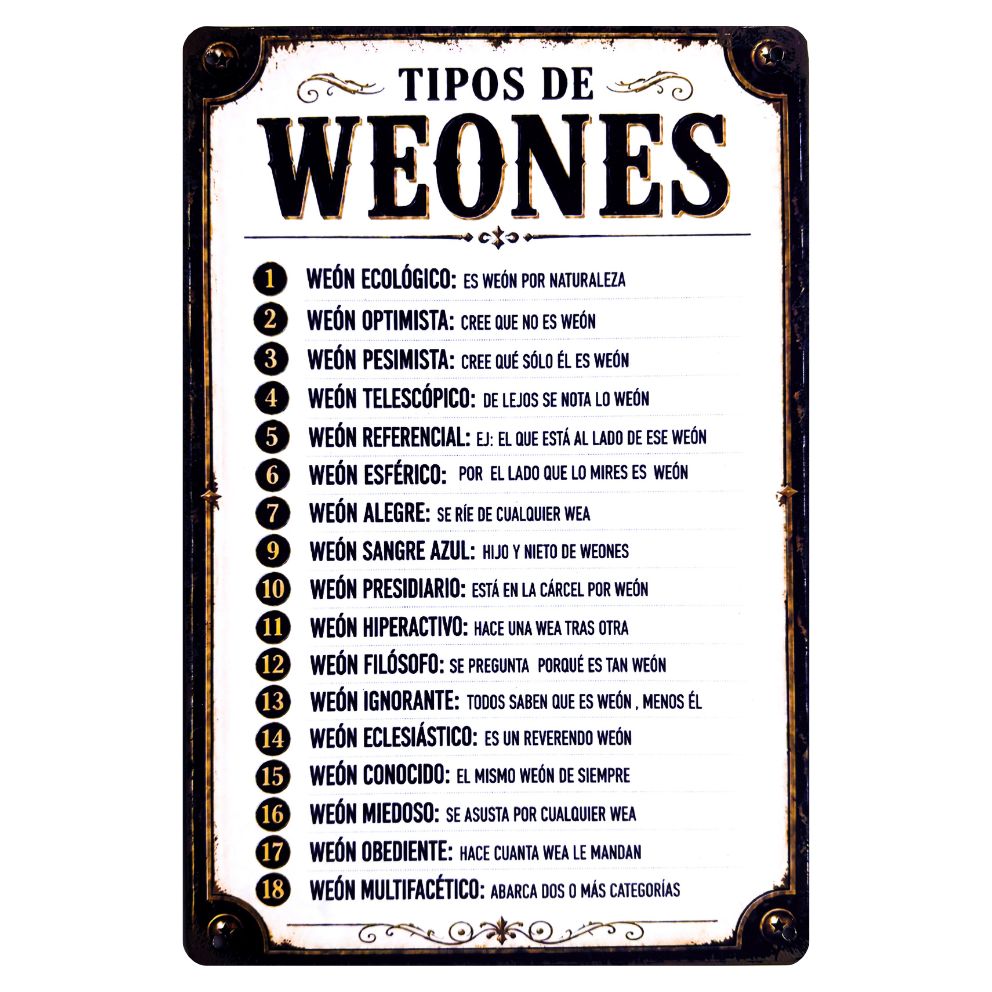 TIPOS DE WEONES