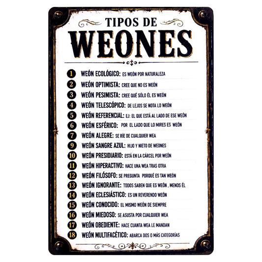 TIPOS DE WEONES
